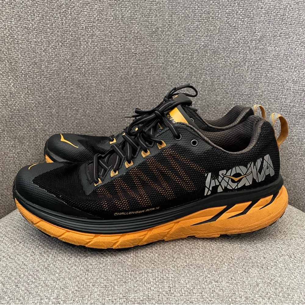 HOKA- One One Challenger ATR 4 in the Black/Kumquat colorway. Size 8.5